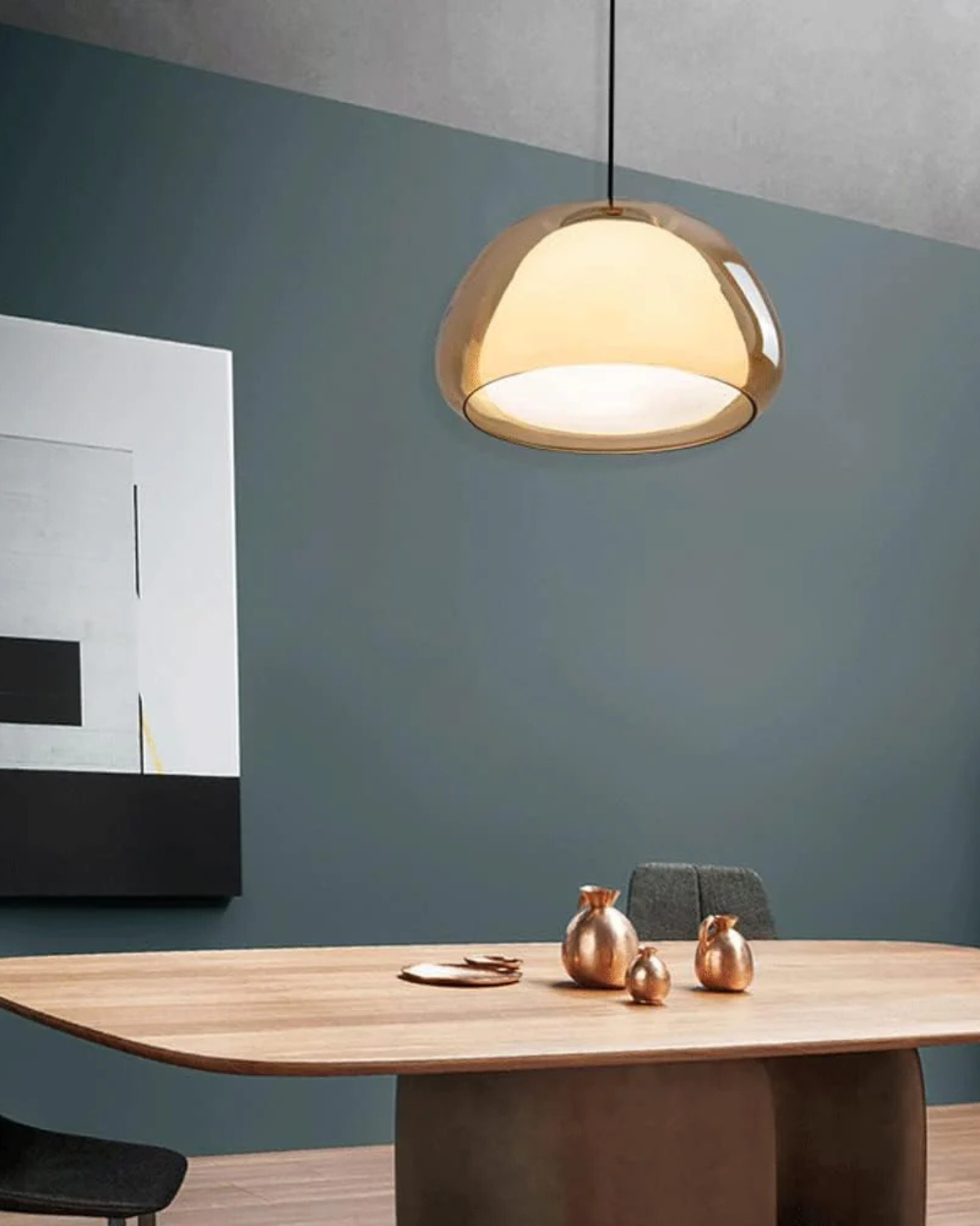 Lampa Wisząca Z Kopułowym Kloszem Do Wnętrz Japandi