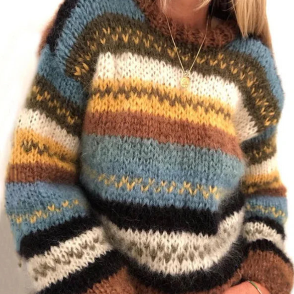 Sweter Damski w Paski Vintage