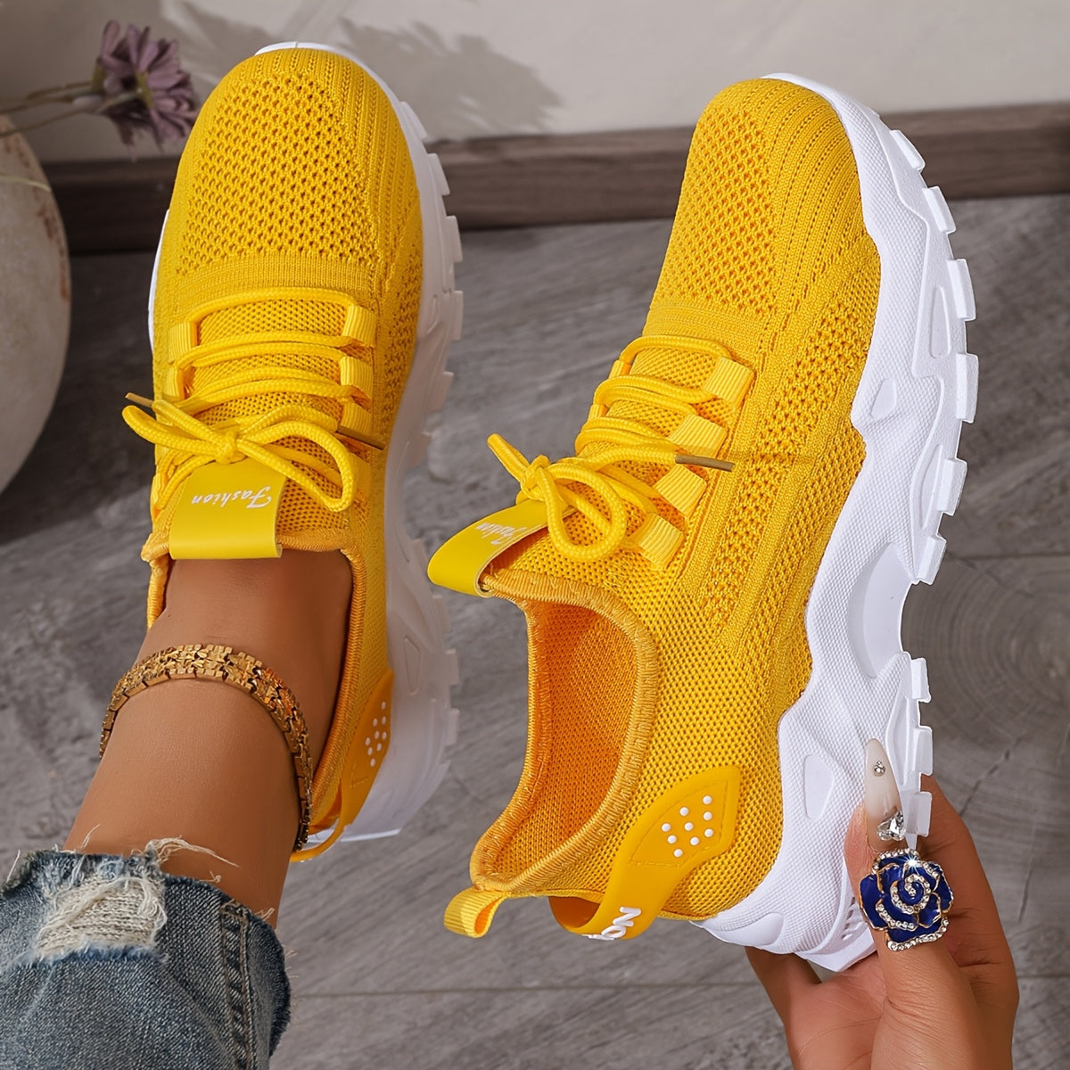 Sneakersy Damskie Niskie Casual Sznurowane