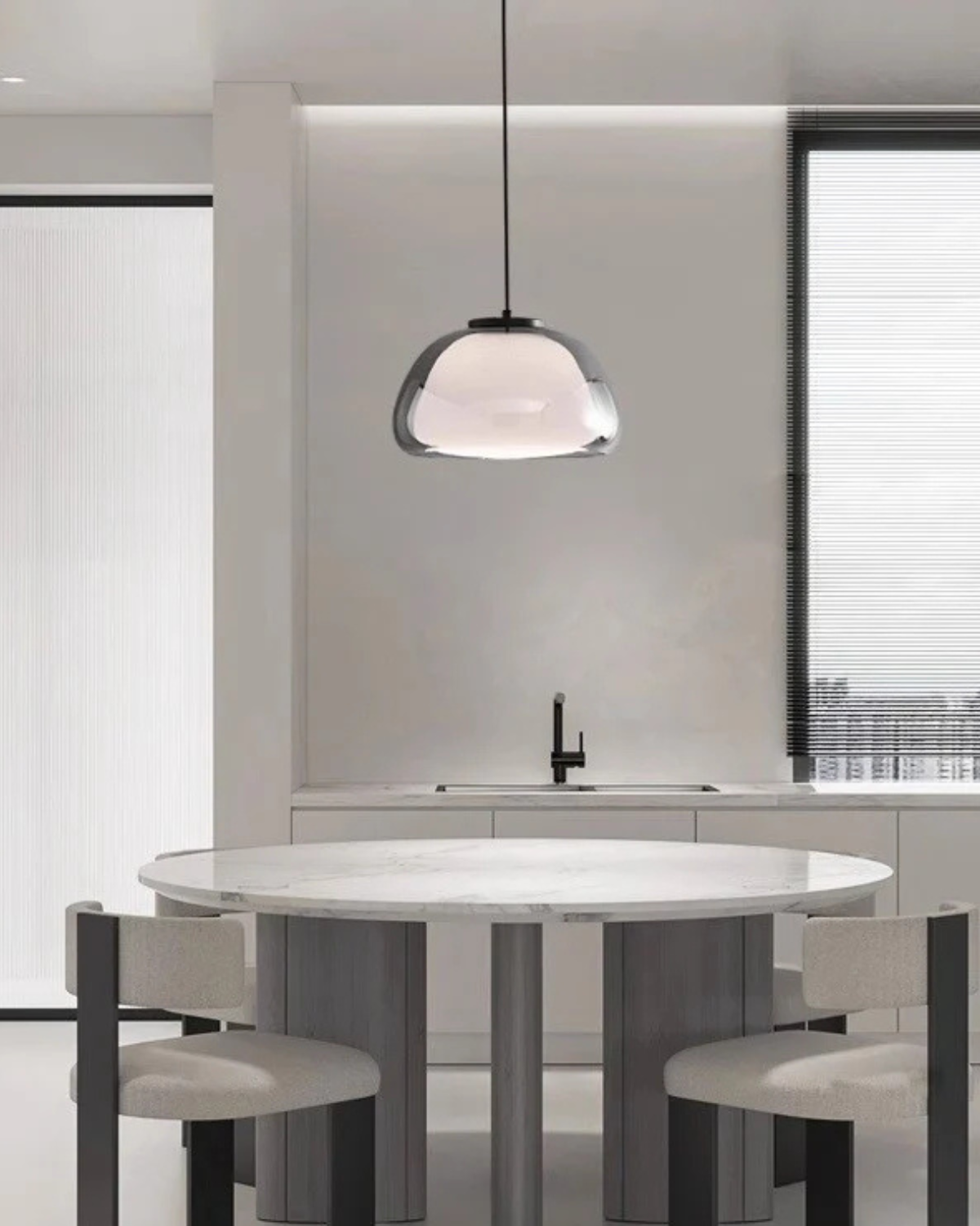 Lampa Wisząca Z Kopułowym Kloszem Do Wnętrz Japandi