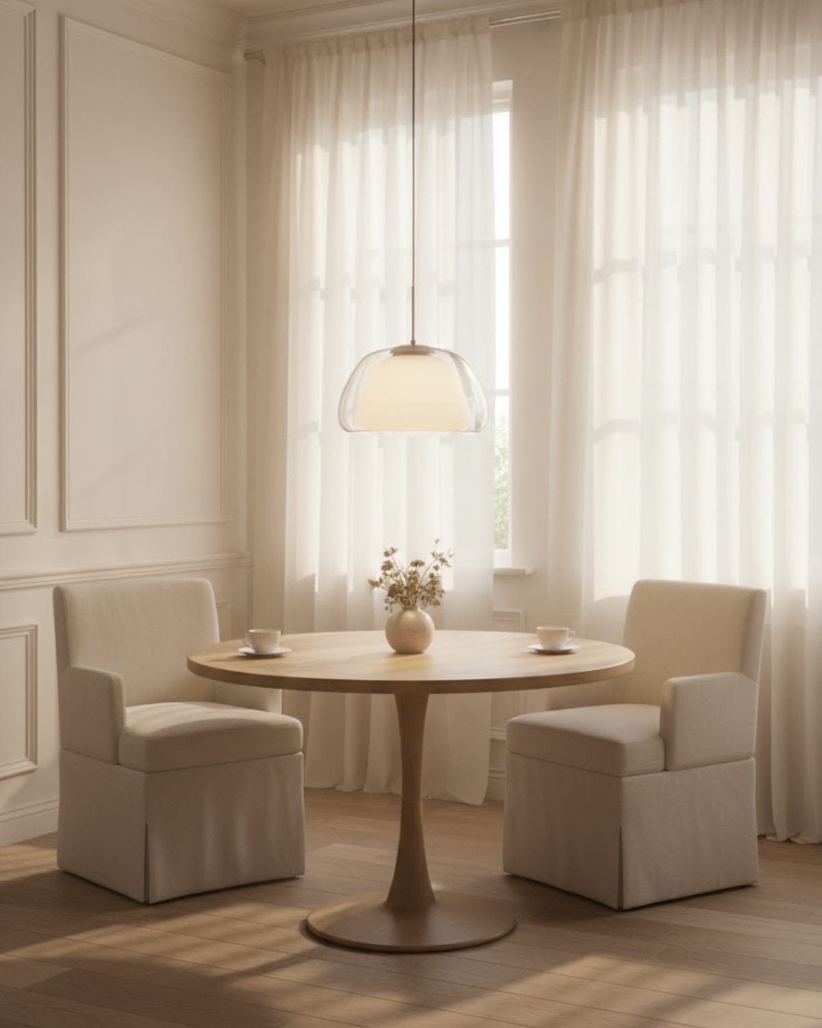 Lampa Wisząca Z Kopułowym Kloszem Do Wnętrz Japandi