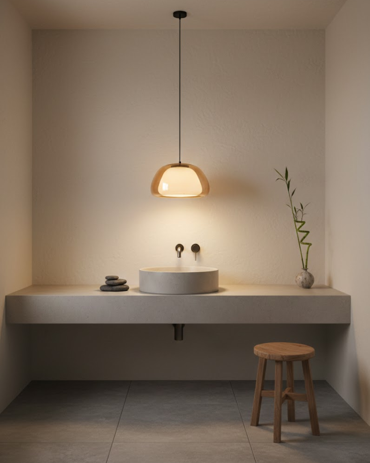 Lampa Wisząca Z Kopułowym Kloszem Do Wnętrz Japandi