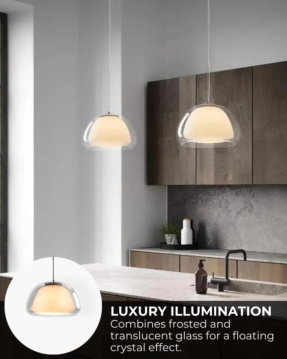 Lampa Wisząca Z Kopułowym Kloszem Do Wnętrz Japandi