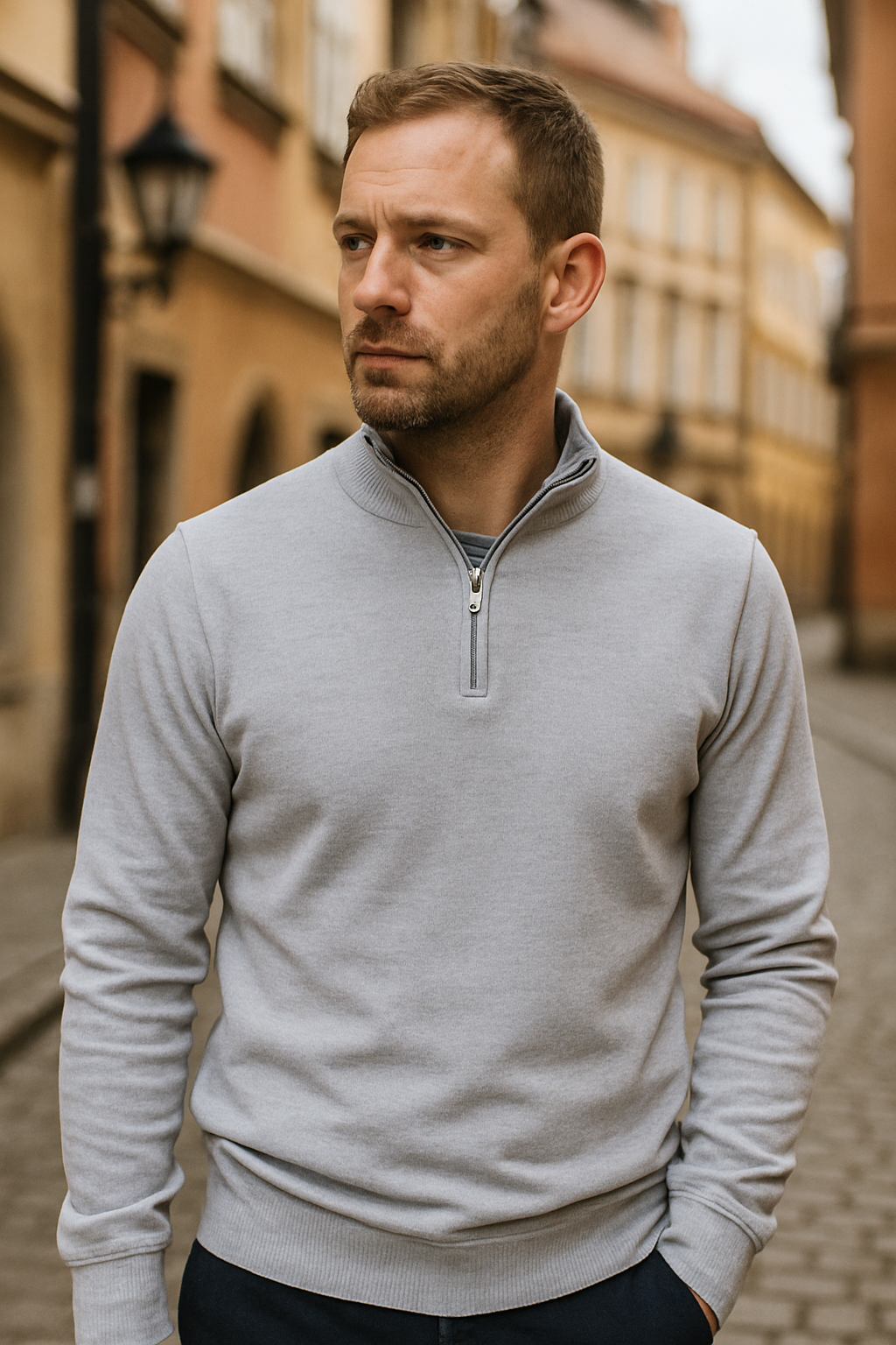 Bartosza | Sweter Męski Zimowy Dopasowany | Stójka