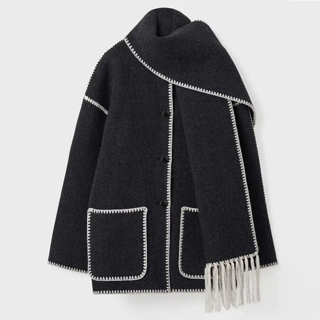 Płaszcz Zimowy Damski z Frędzle | Oversize