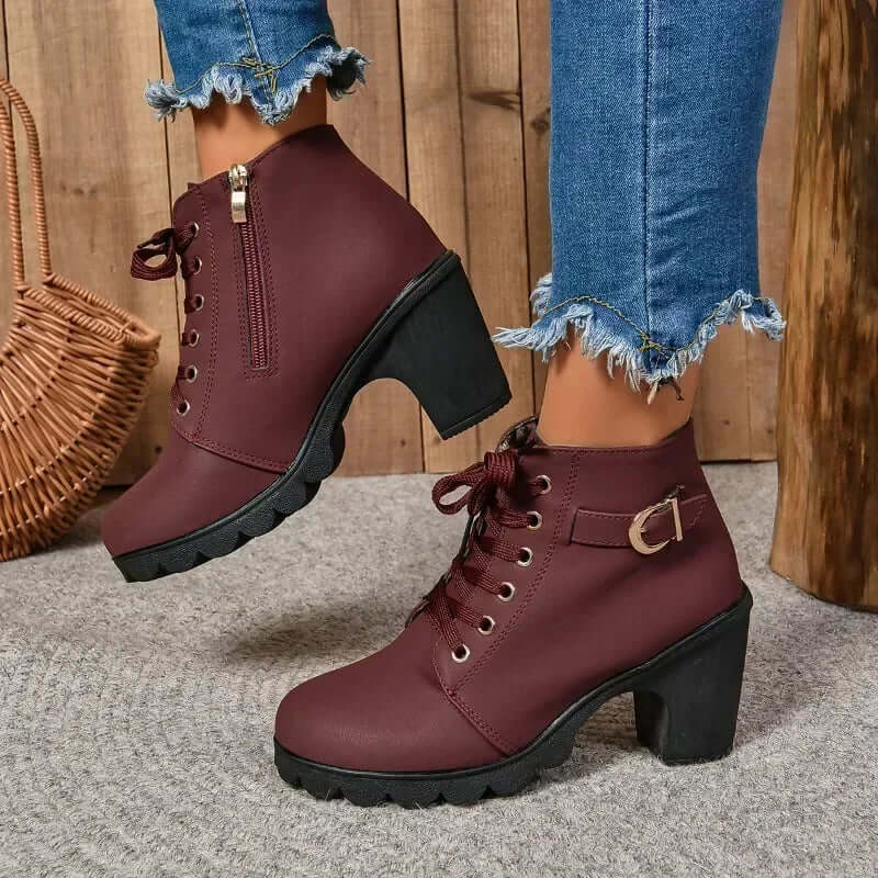 Botki Damskie Ankle Sznurowane | Obcasy