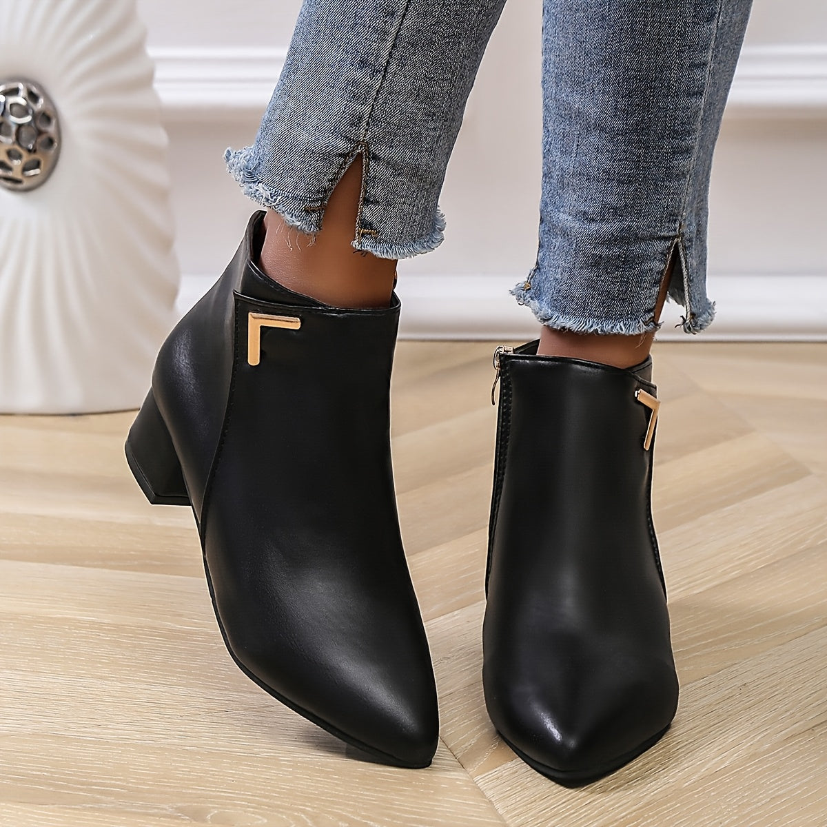 Botki Damskie Ankle Z Zamkiem | Obcas