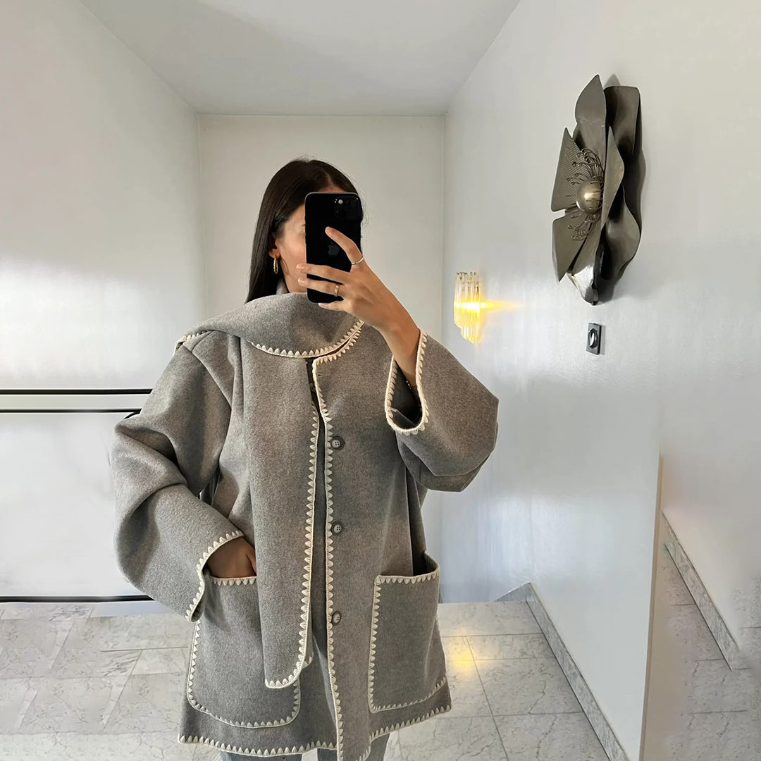Płaszcz Zimowy Damski z Frędzle | Oversize