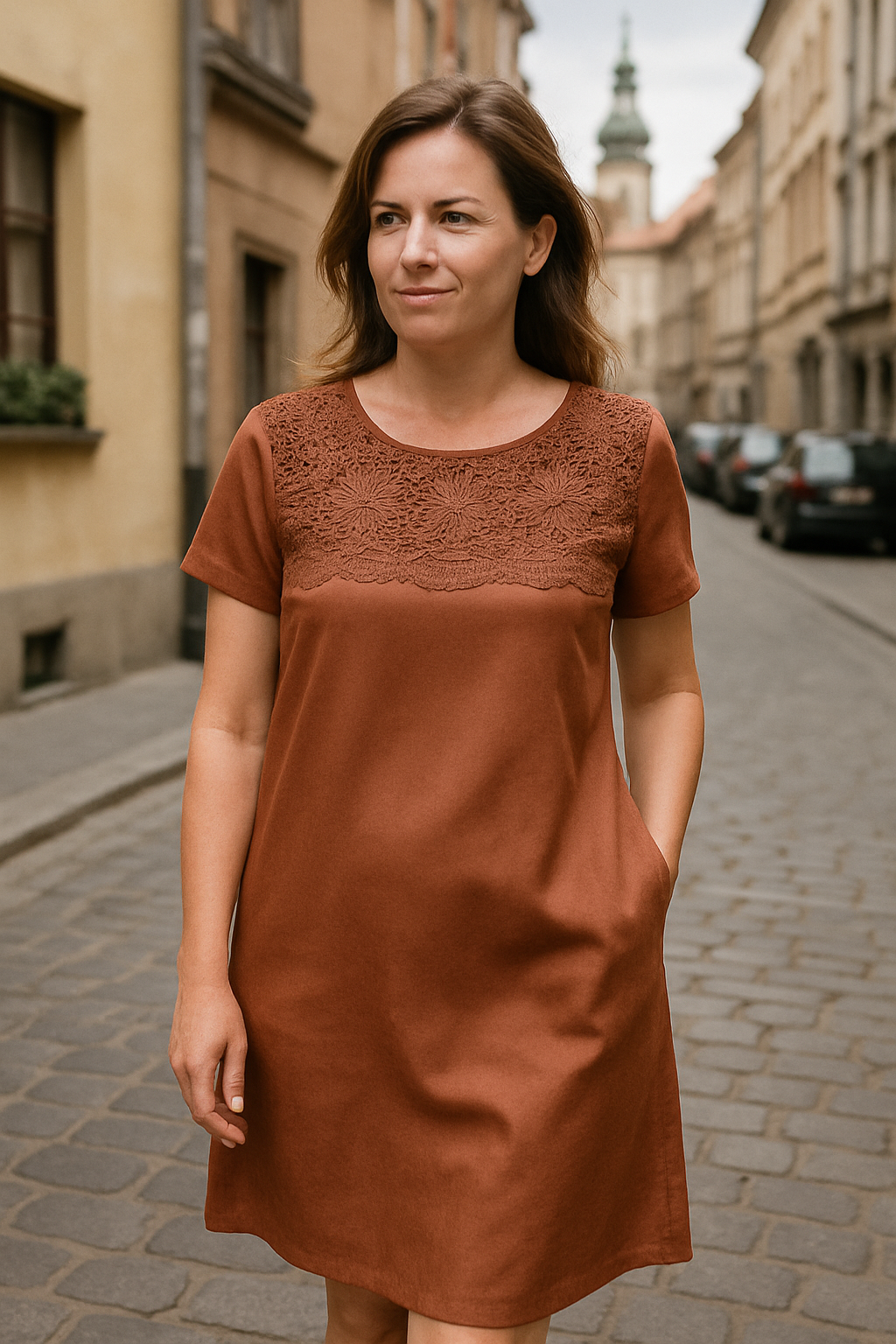 Karen | Damska Elegancka Letnia Sukienka Do Kolan | Biurowa