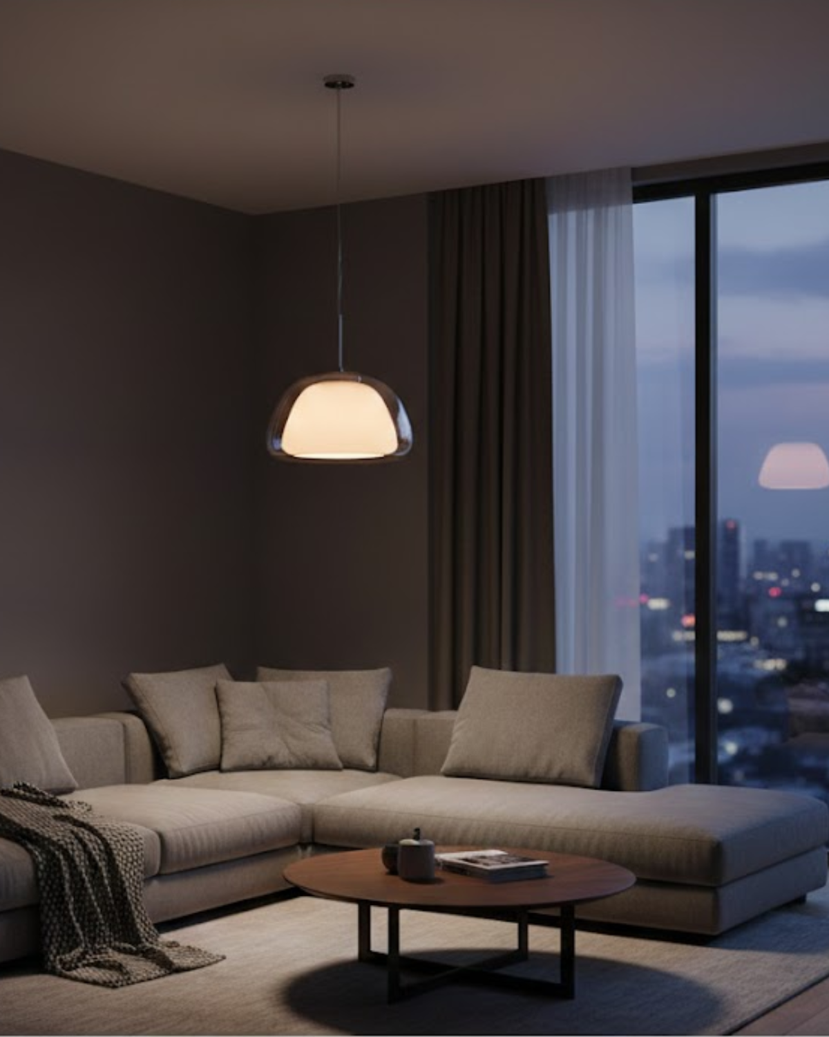 Lampa Wisząca Z Kopułowym Kloszem Do Wnętrz Japandi