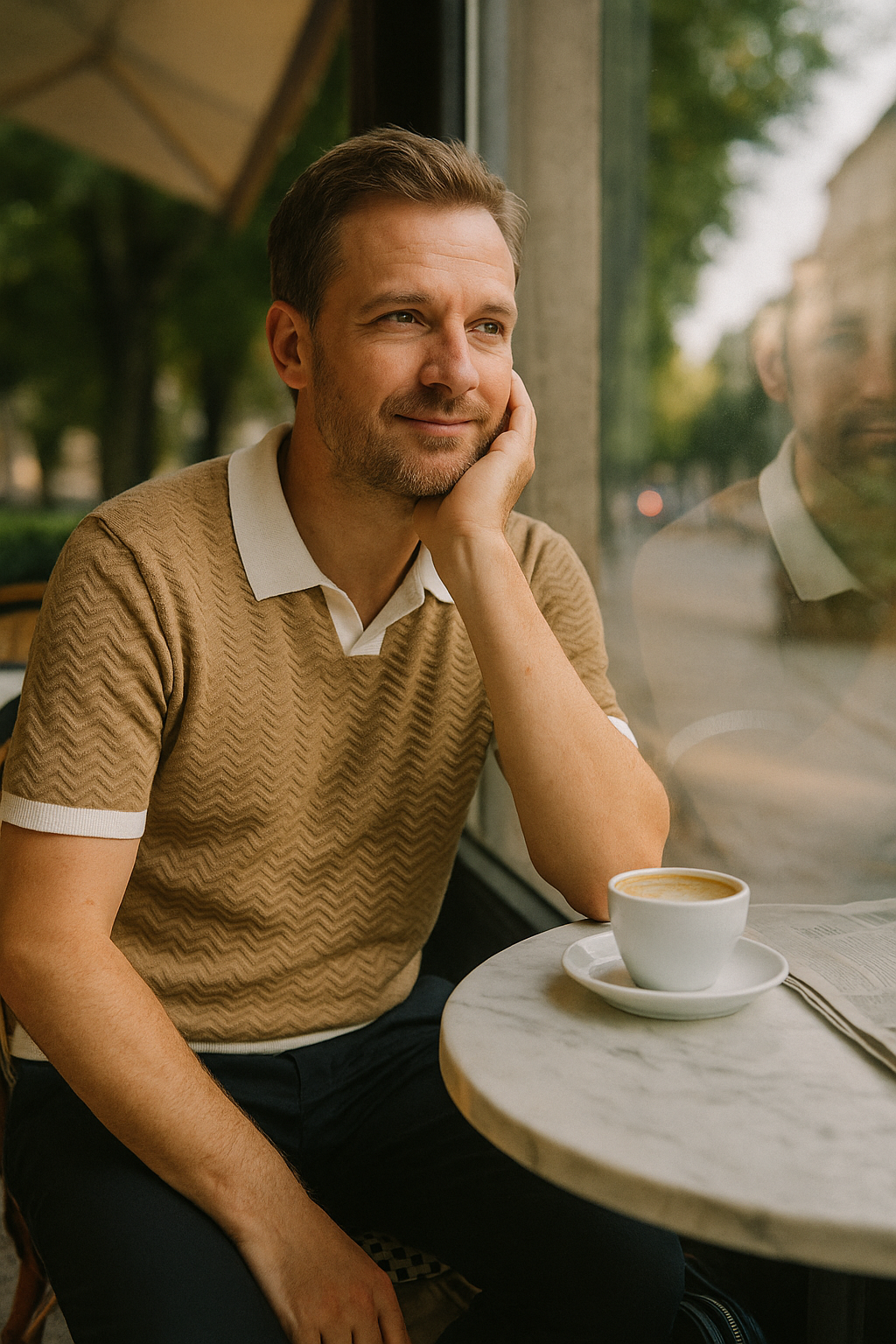 Piotra | Polo Męski Letni Vintage | Kontrastowy