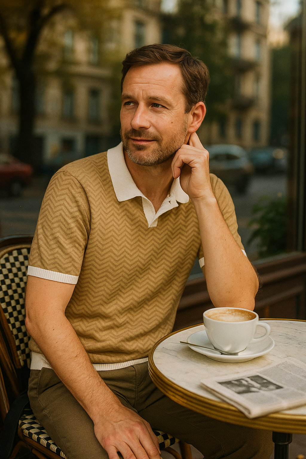 Piotra | Polo Męski Letni Vintage | Kontrastowy