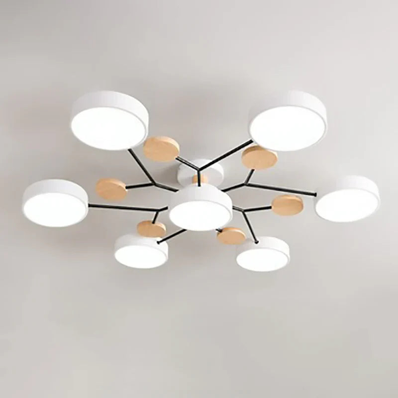 Okrągła Lampa Sufitowa LED W Stylu Skandynawskim Z Motywem Gałązki - Dom Szyku