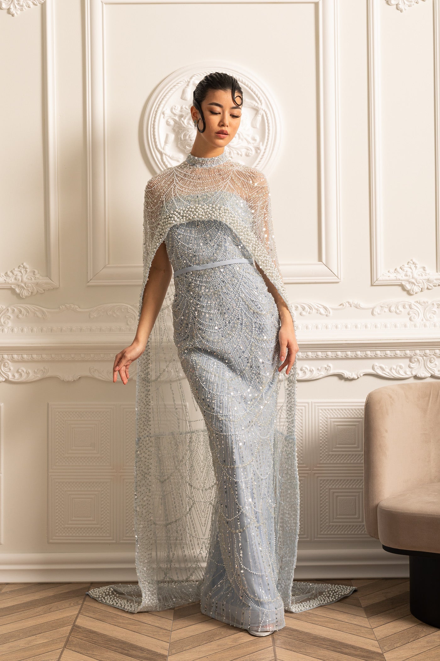 Sukienki Na Studniówkę Sequin Maxi Cape | Wieczorowa
