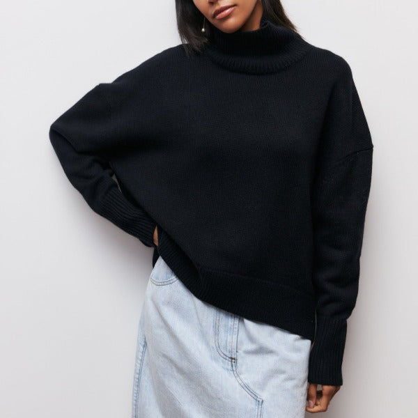 Sweter Damski Ciepły Z Golfem | Oversize