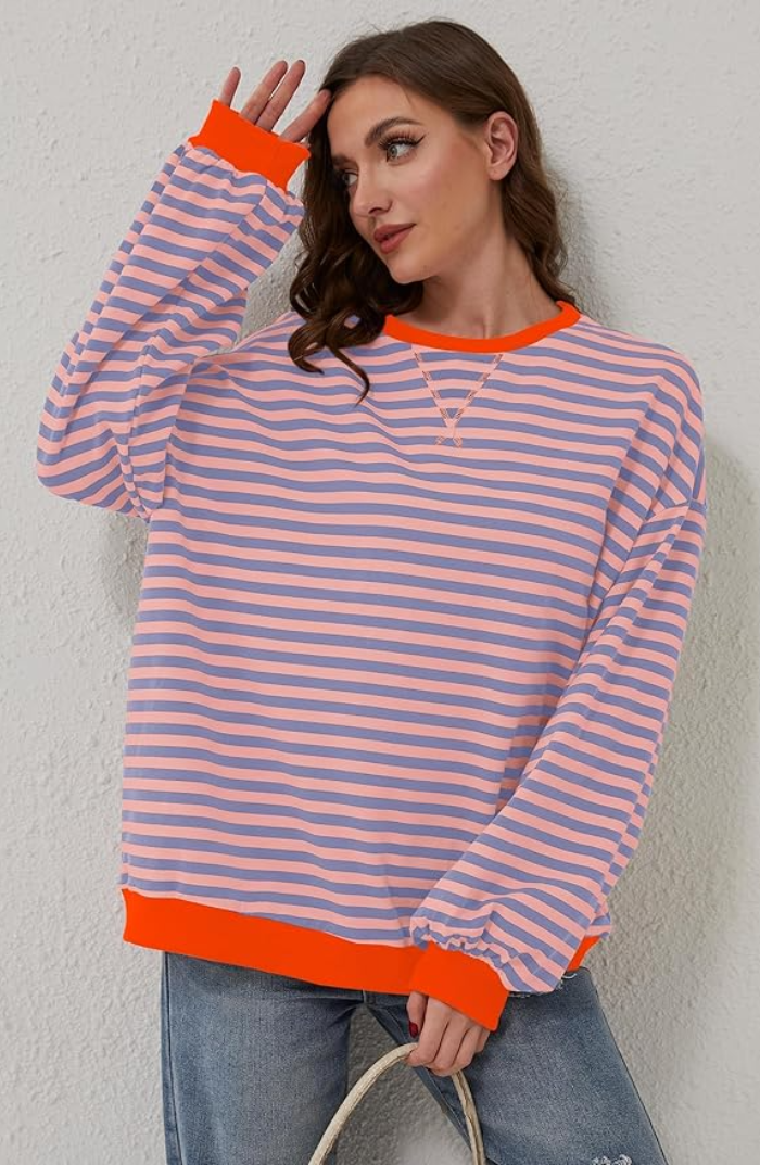 Sweter Damski Oversize w Paski | Pulower
