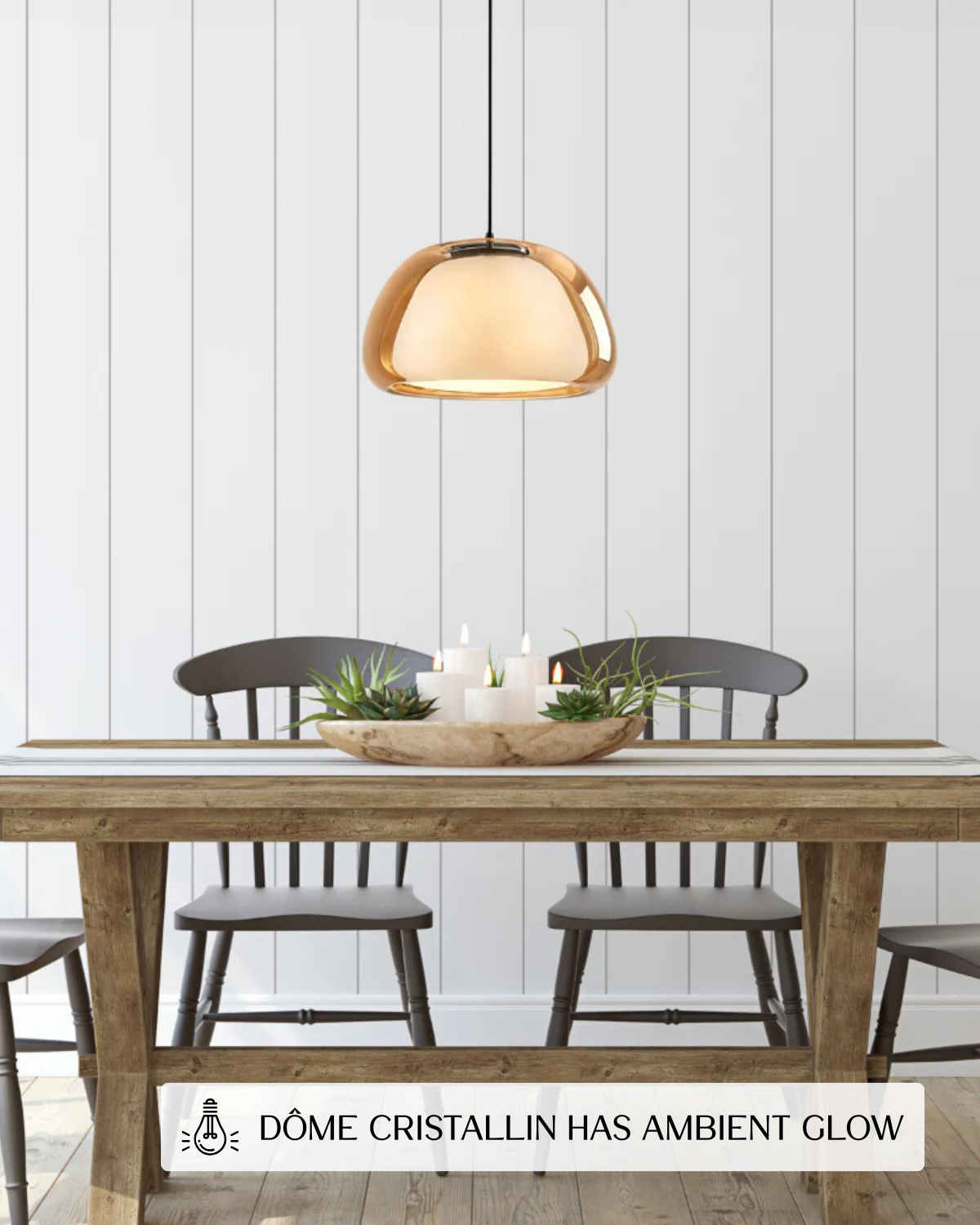 Lampa Wisząca Z Kopułowym Kloszem Do Wnętrz Japandi