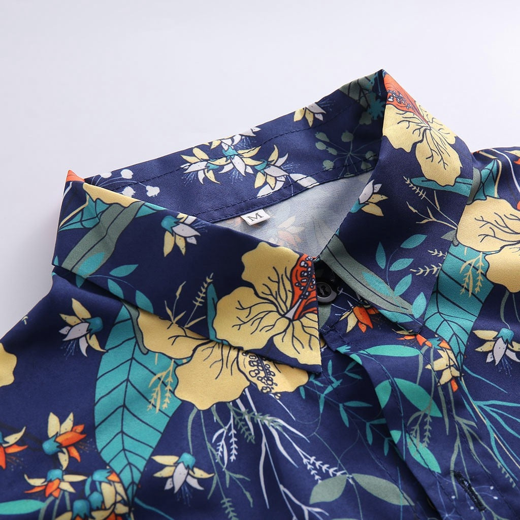 Koszula Męska Letnia Z Kwiatowym Wzorem