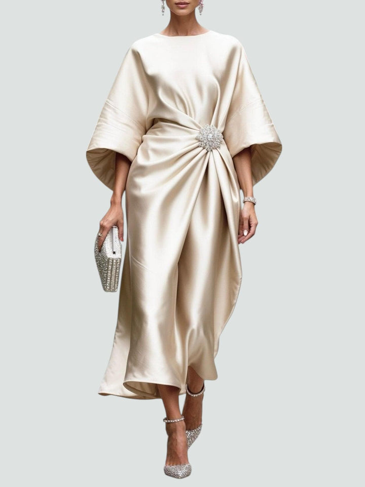 Sukienka Elegancka Maxi Z Broszką