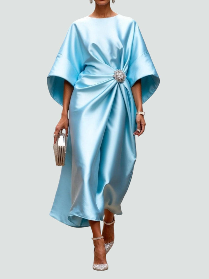 Sukienka Elegancka Maxi Z Broszką