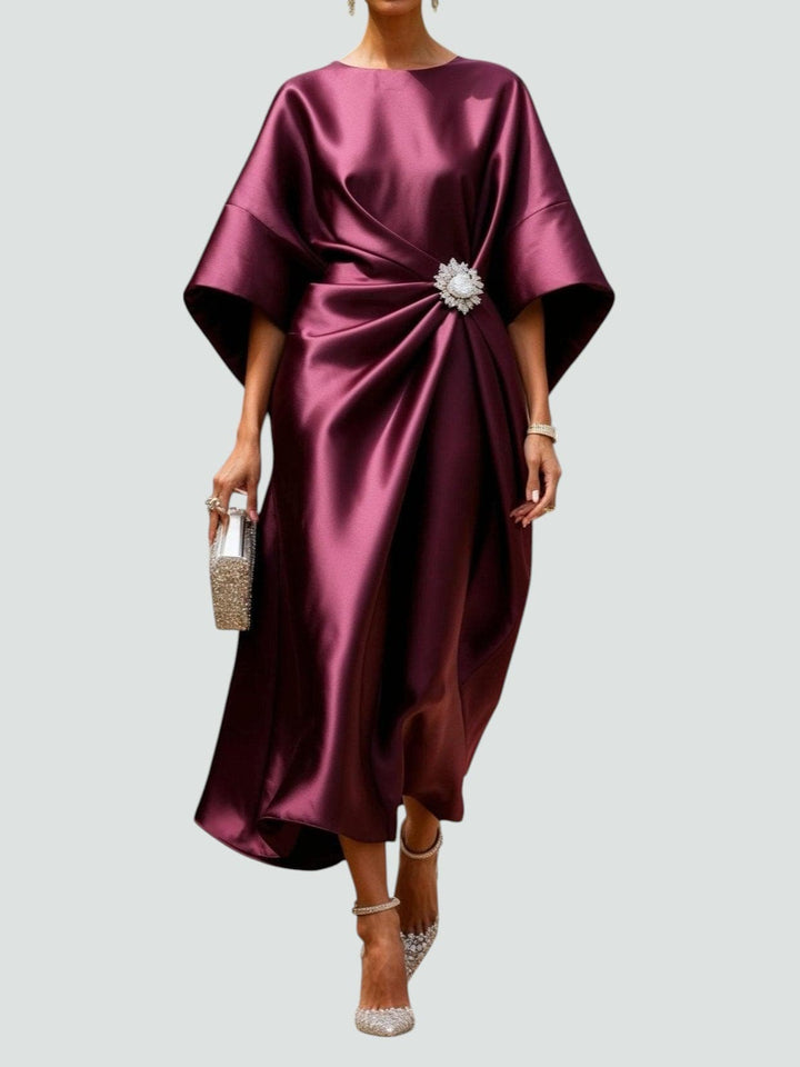 Sukienka Elegancka Maxi Z Broszką