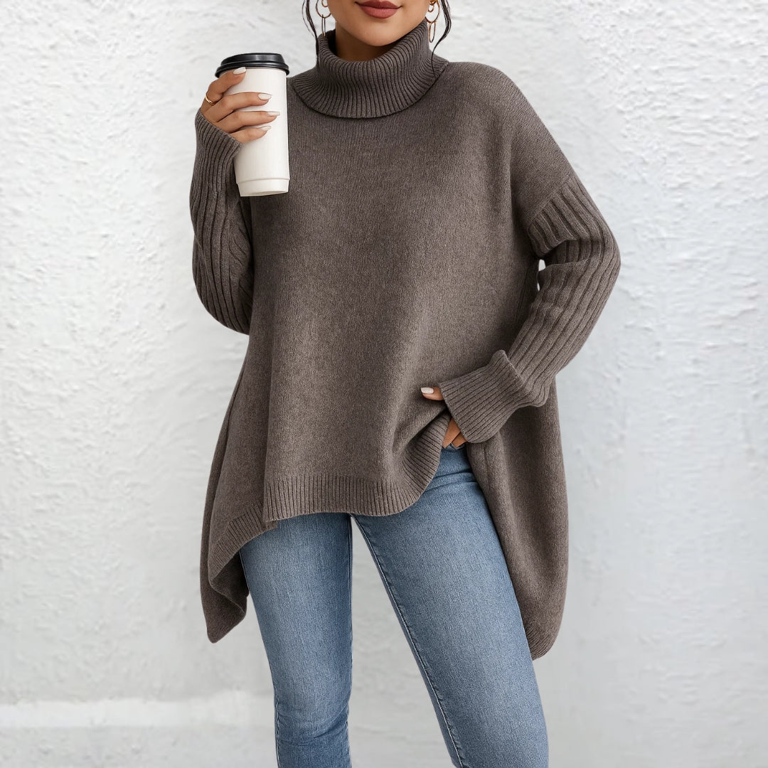 Sweter Damski z Golfem Jednolity