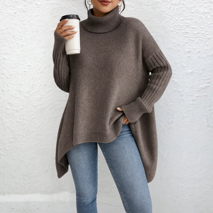 Sweter Damski z Golfem Jednolity