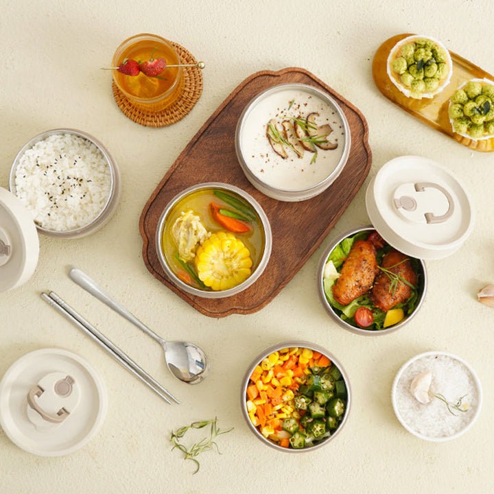 Lunchbox Termiczny Wielopoziomowy Ze Stali Nierdzewnej Z Torbą