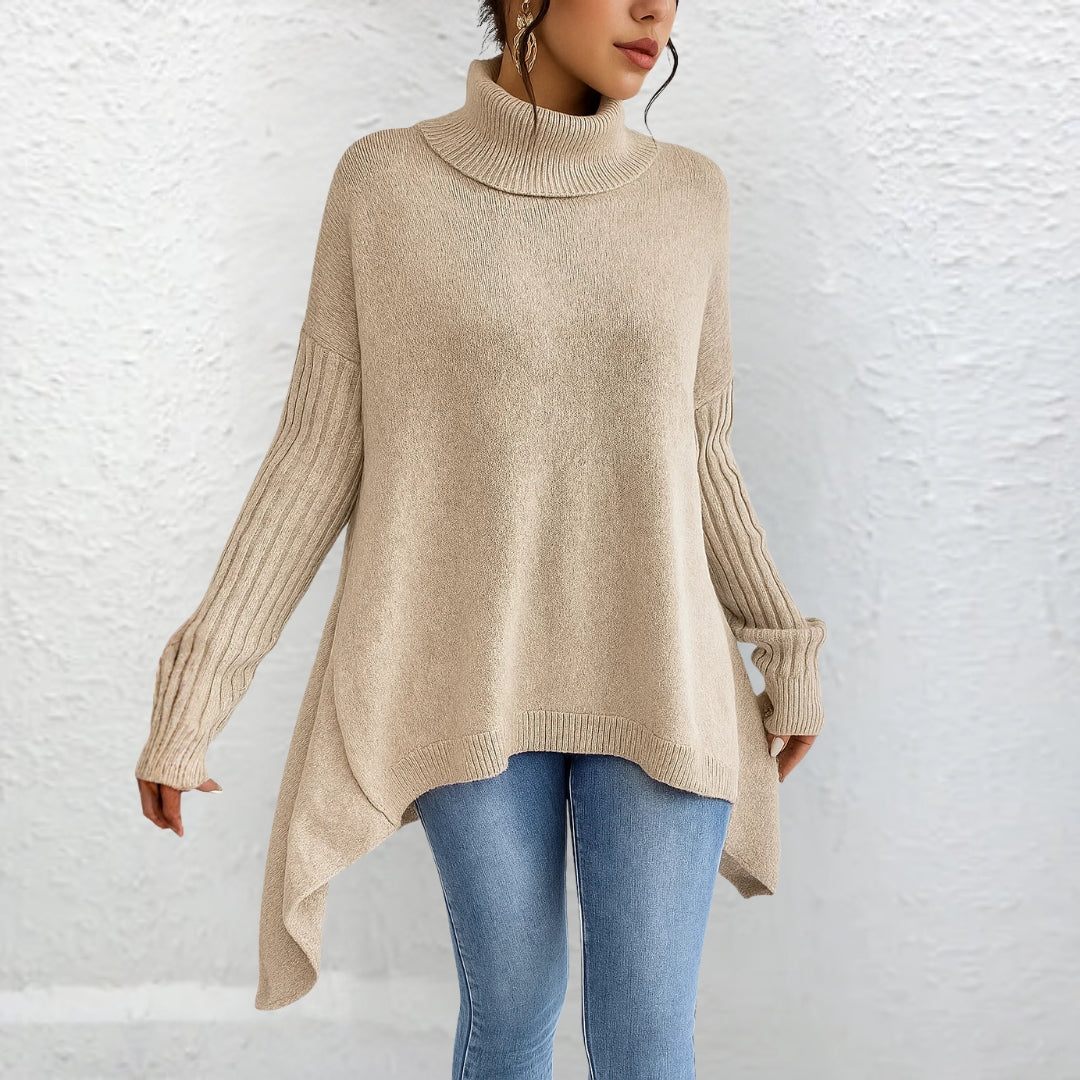Sweter Damski z Golfem Jednolity