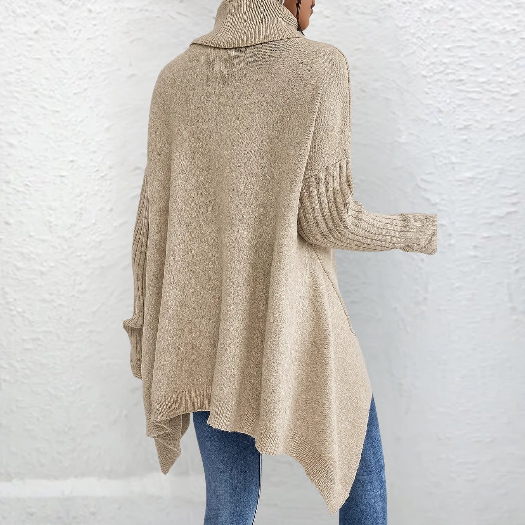 Sweter Damski z Golfem Jednolity