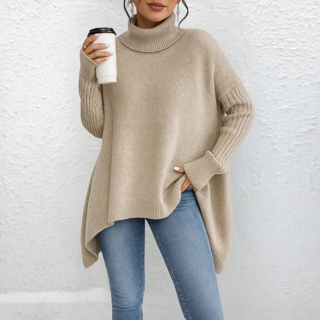 Sweter Damski z Golfem Jednolity
