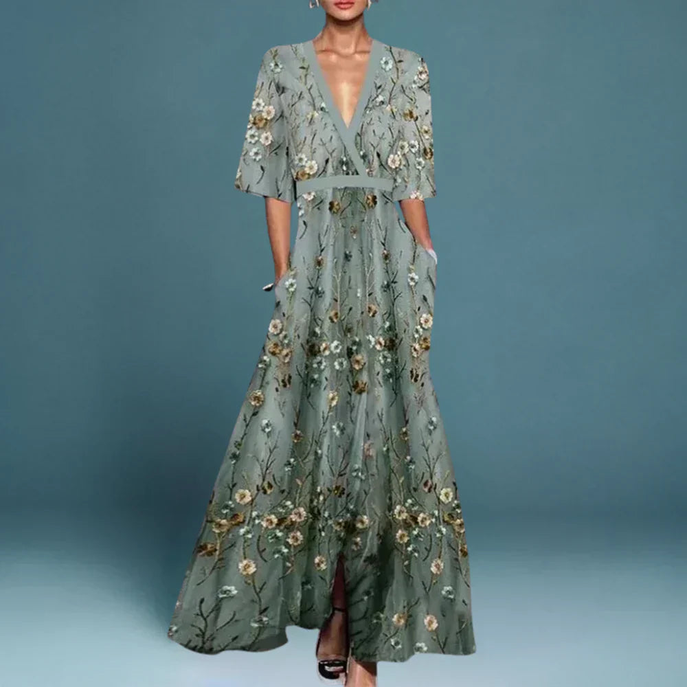 Krystyna | Sukienka Maxi Kwiatowa Elegancka
