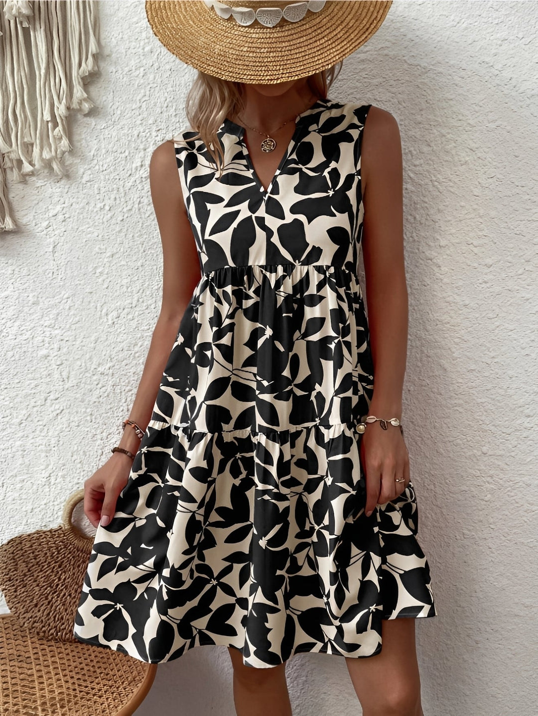 Natalia | Sukienka Damska Midi Dekolt V Print