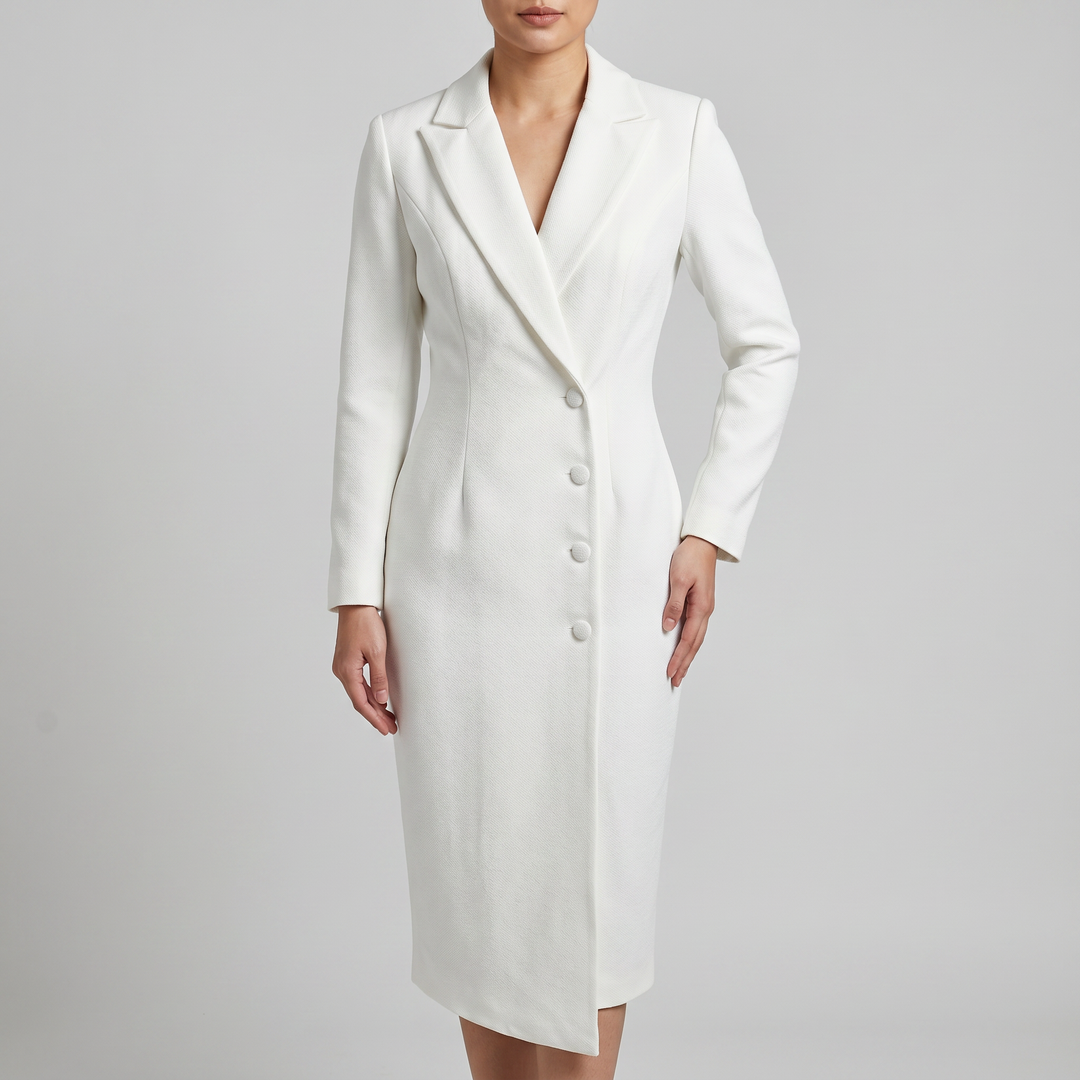 Renata | Sukienka Midi Elegancka Z Kołnierzem