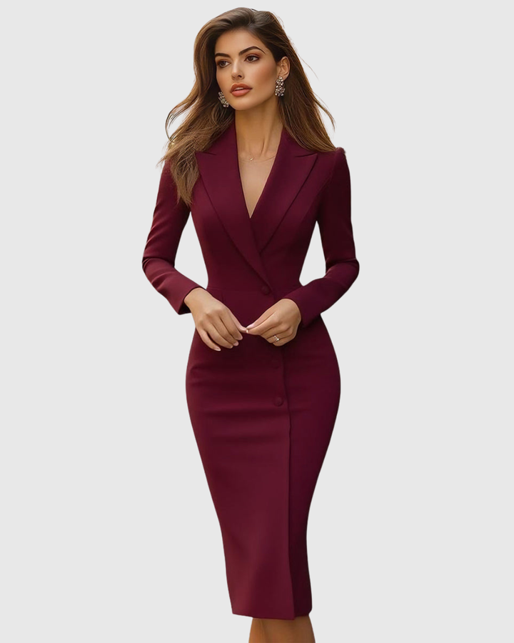Paula | Sukienka Damska Midi Dopasowana Elegancka