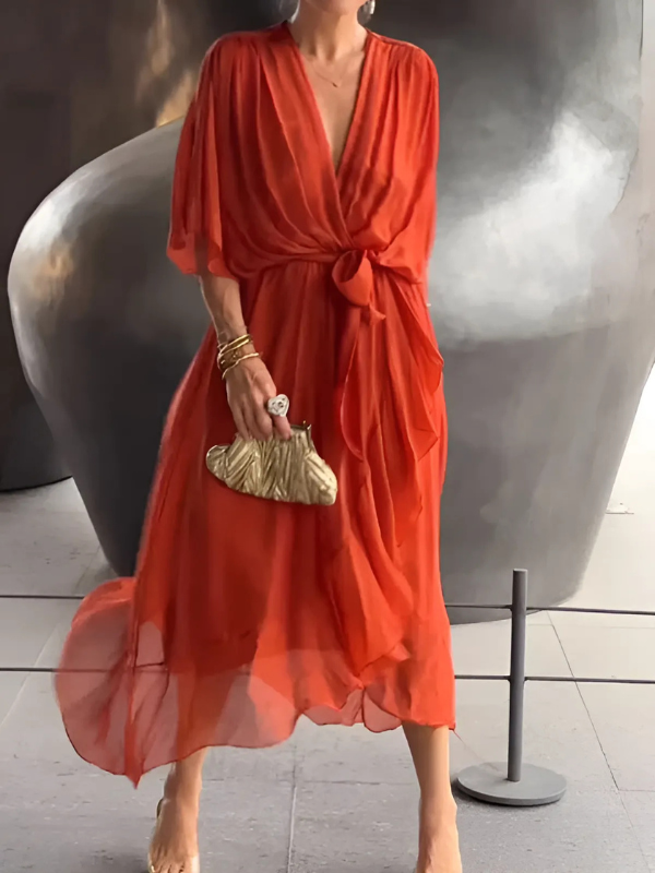 Magda | Sukienka Midi Kopertowa Elegancka