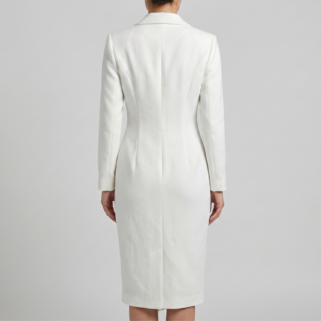 Renata | Sukienka Midi Elegancka Z Kołnierzem