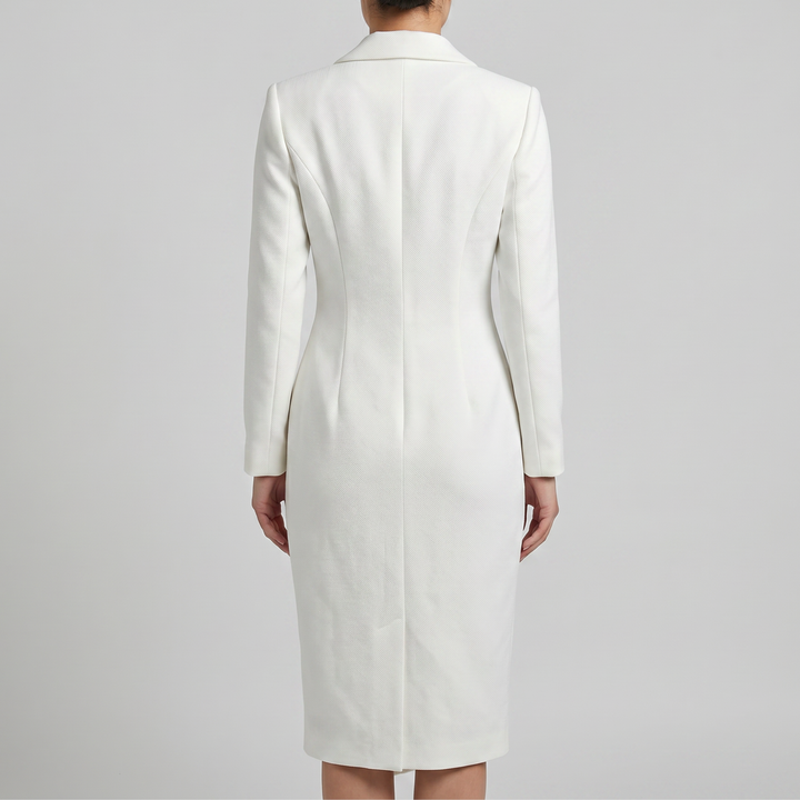Renata | Sukienka Midi Elegancka Z Kołnierzem