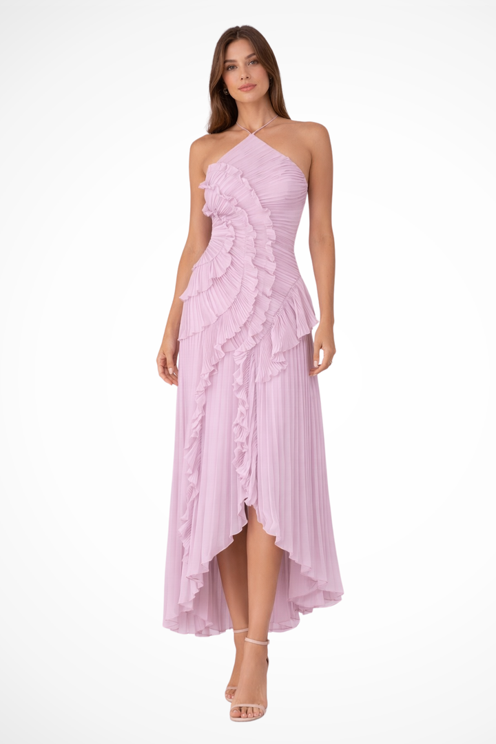 Klaudia | Sukienka Maxi Na Wesele Falbany Halter