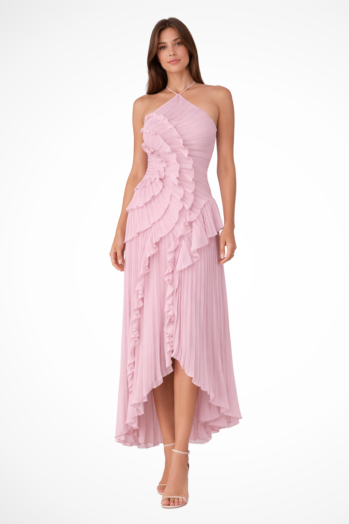 Klaudia | Sukienka Maxi Na Wesele Falbany Halter