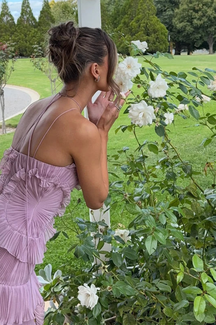 Klaudia | Sukienka Maxi Na Wesele Falbany Halter