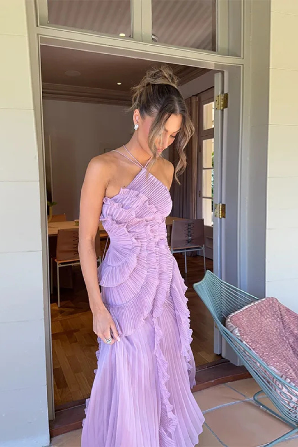 Klaudia | Sukienka Maxi Na Wesele Falbany Halter