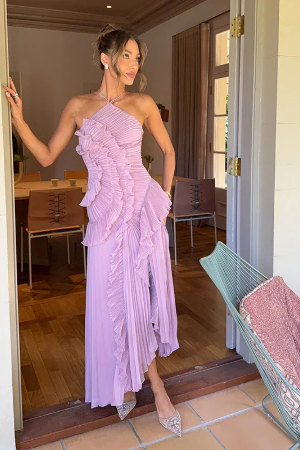Klaudia | Sukienka Maxi Na Wesele Falbany Halter