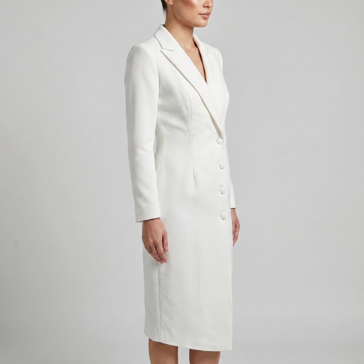 Renata | Sukienka Midi Elegancka Z Kołnierzem