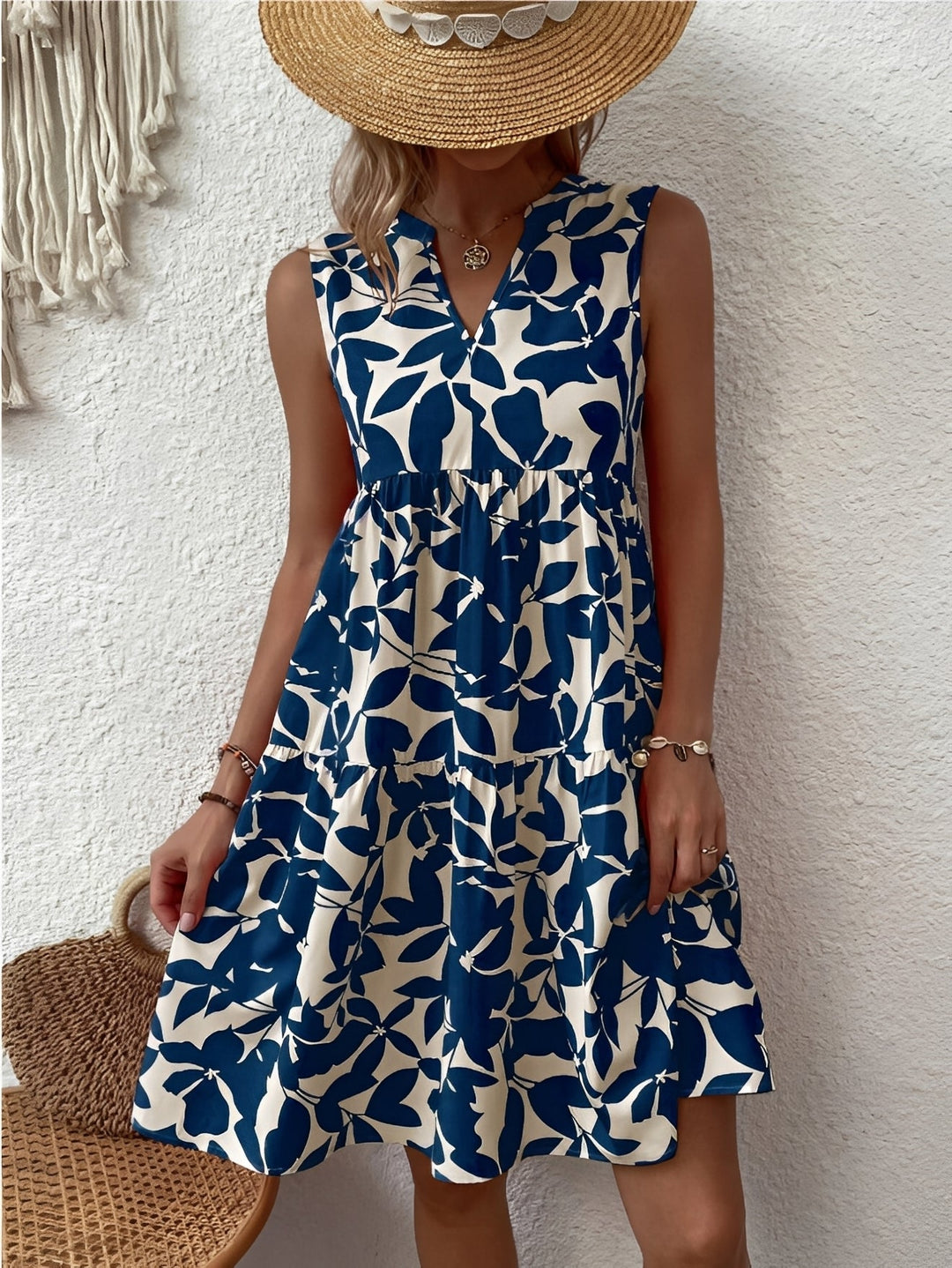 Natalia | Sukienka Damska Midi Dekolt V Print