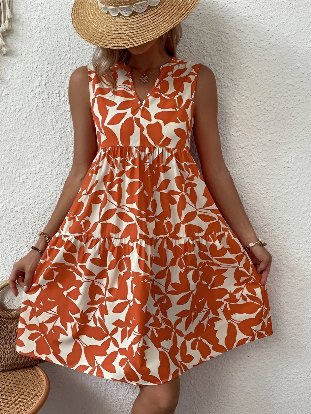 Natalia | Sukienka Damska Midi Dekolt V Print