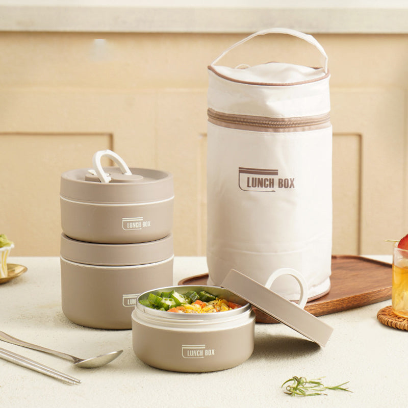 Lunchbox Termiczny Wielopoziomowy Ze Stali Nierdzewnej Z Torbą