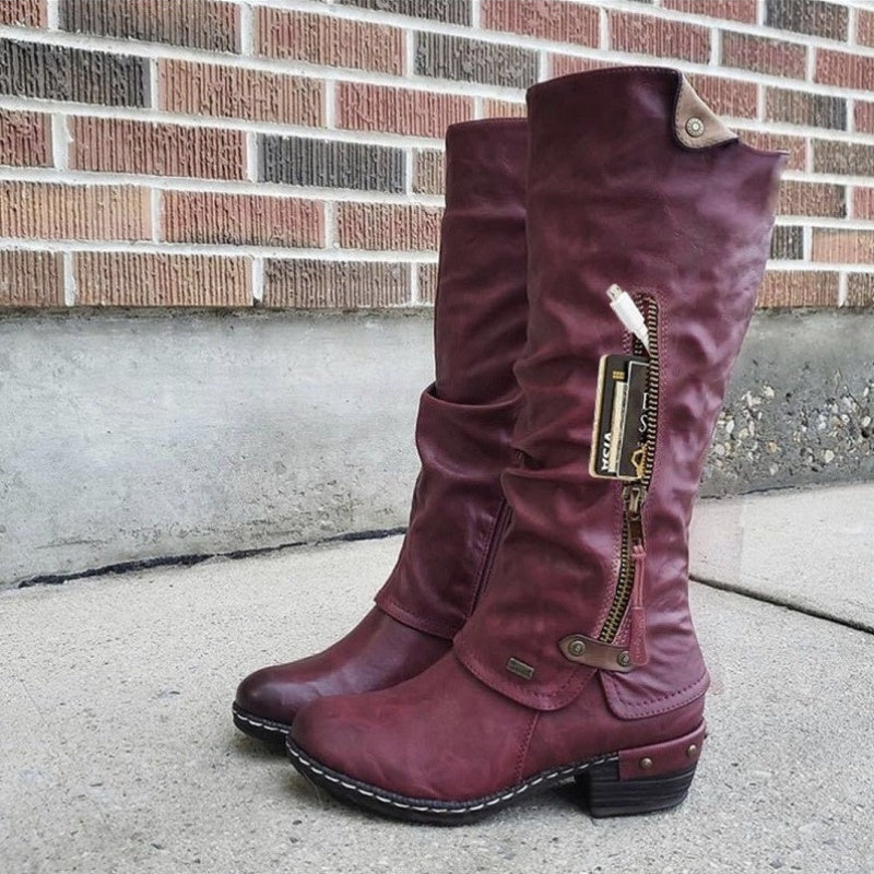 Kozaki Damskie Za Kolano Na Niskim Słupku