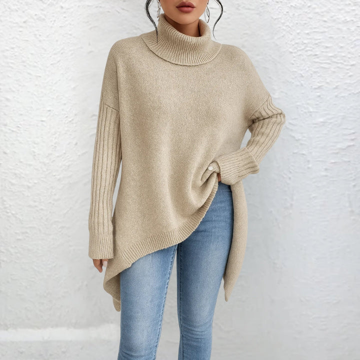 Sweter Damski z Golfem Jednolity