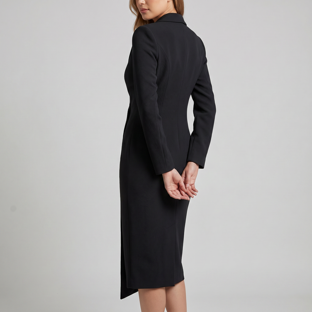 Renata | Sukienka Midi Elegancka Z Kołnierzem